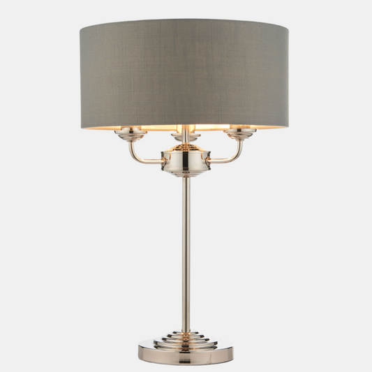 Galway 3 Light Table Lamp (Nickel)