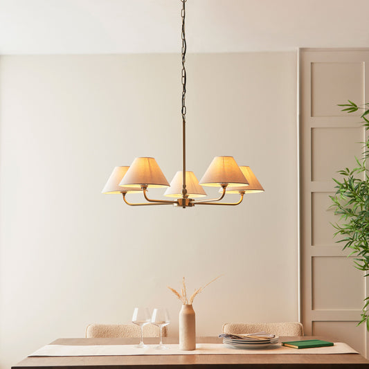 Prescott 5 Pendant Light (Aged Brass)