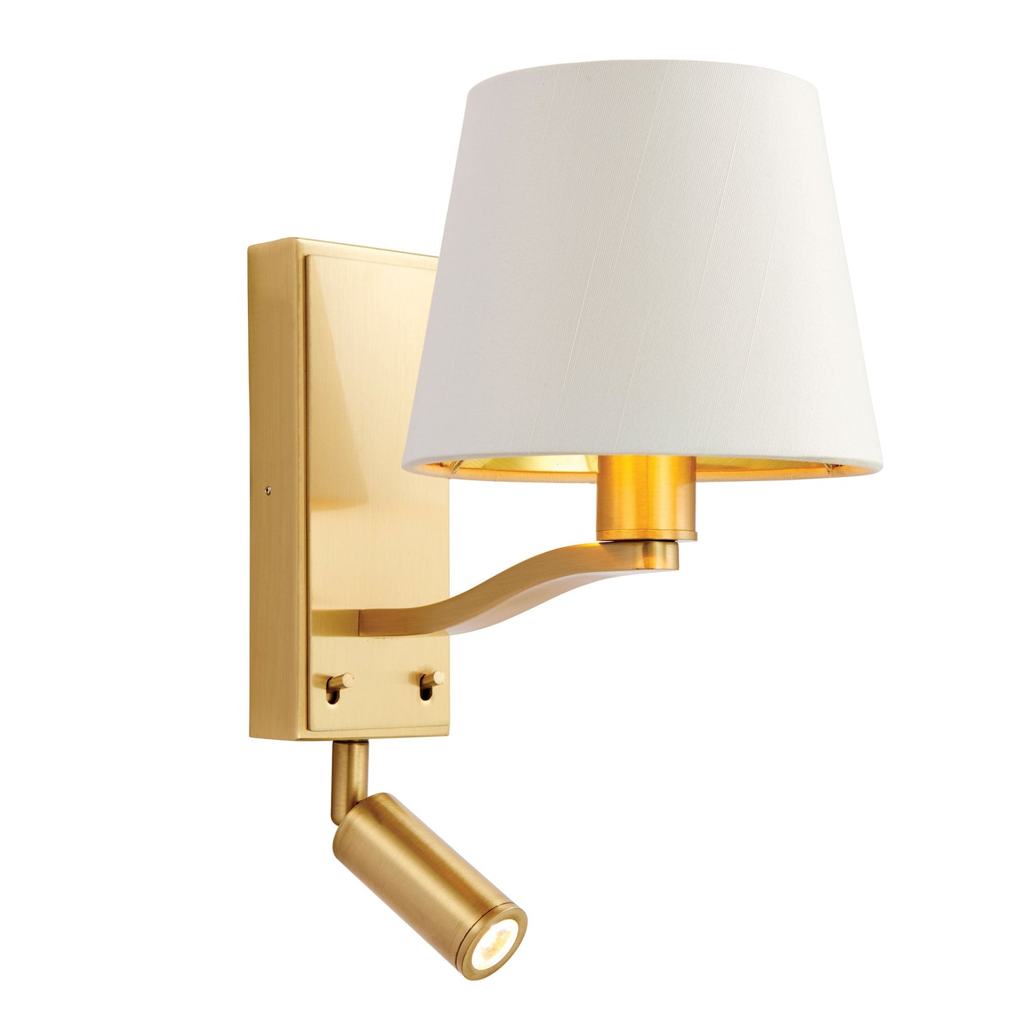 Brushed Gold Wall Light with Reading Light