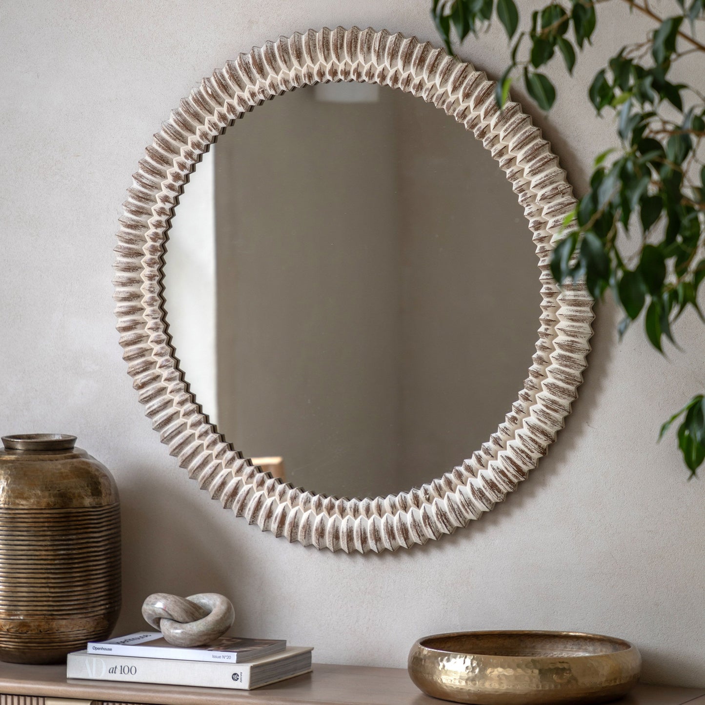 Wycombe Round Mirror (Whitewashed)