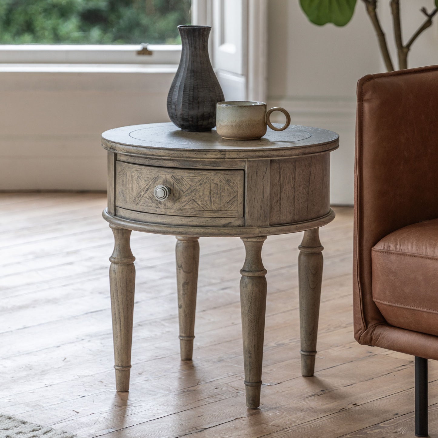 Side Table with Parquet Veneer