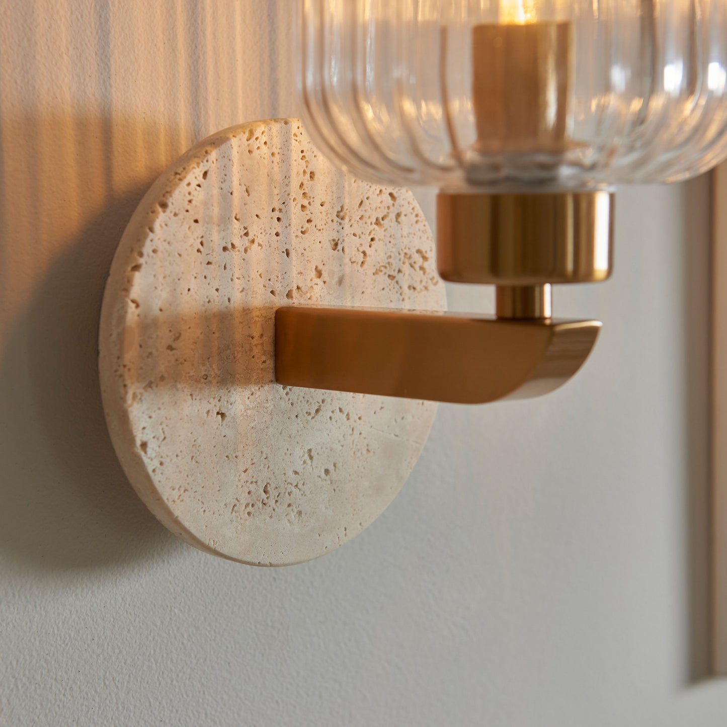 Sheridan Ribbed Wall Light (Travertine)