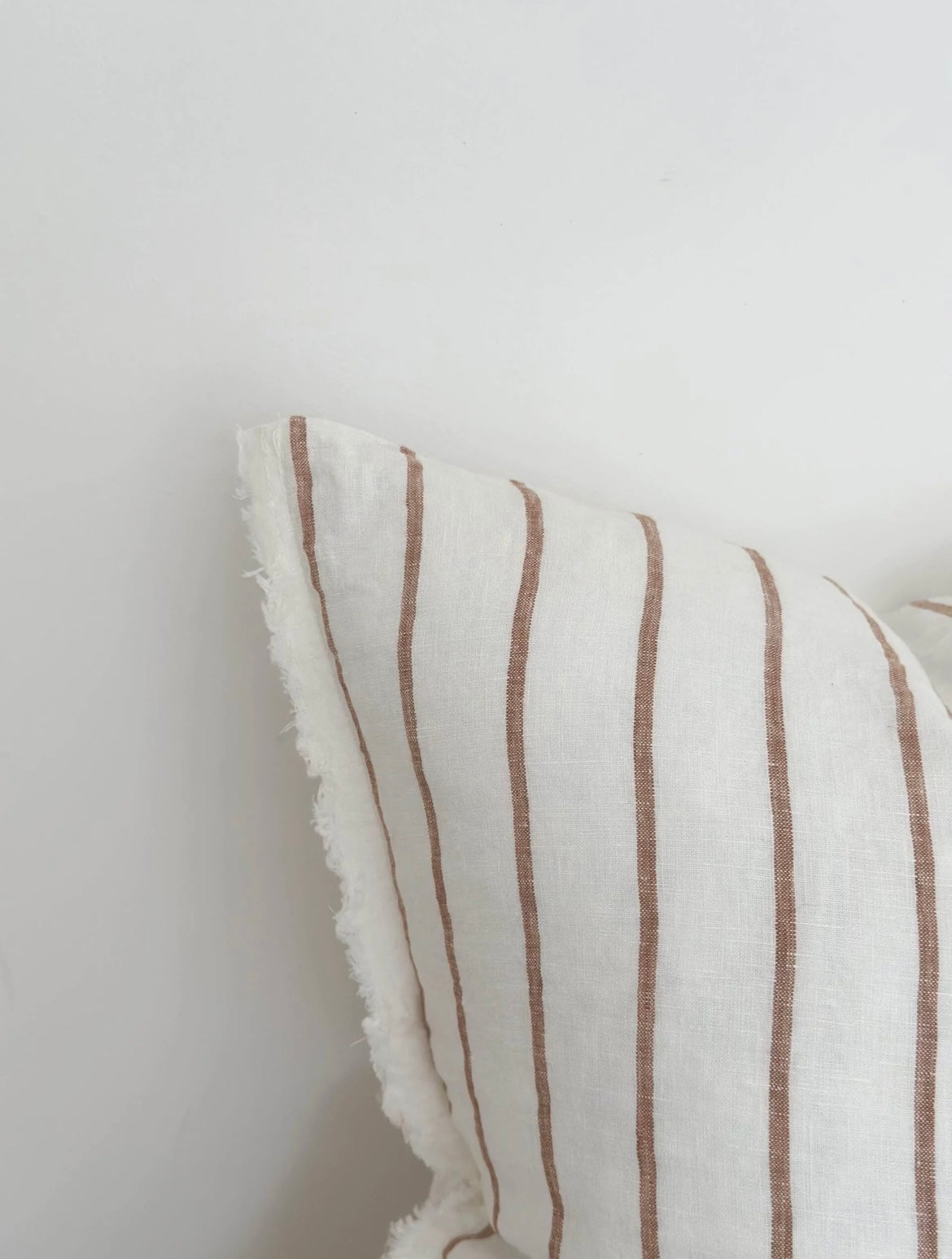Cream Linen Cushion Cover with Brown Stripes (45x45cm)