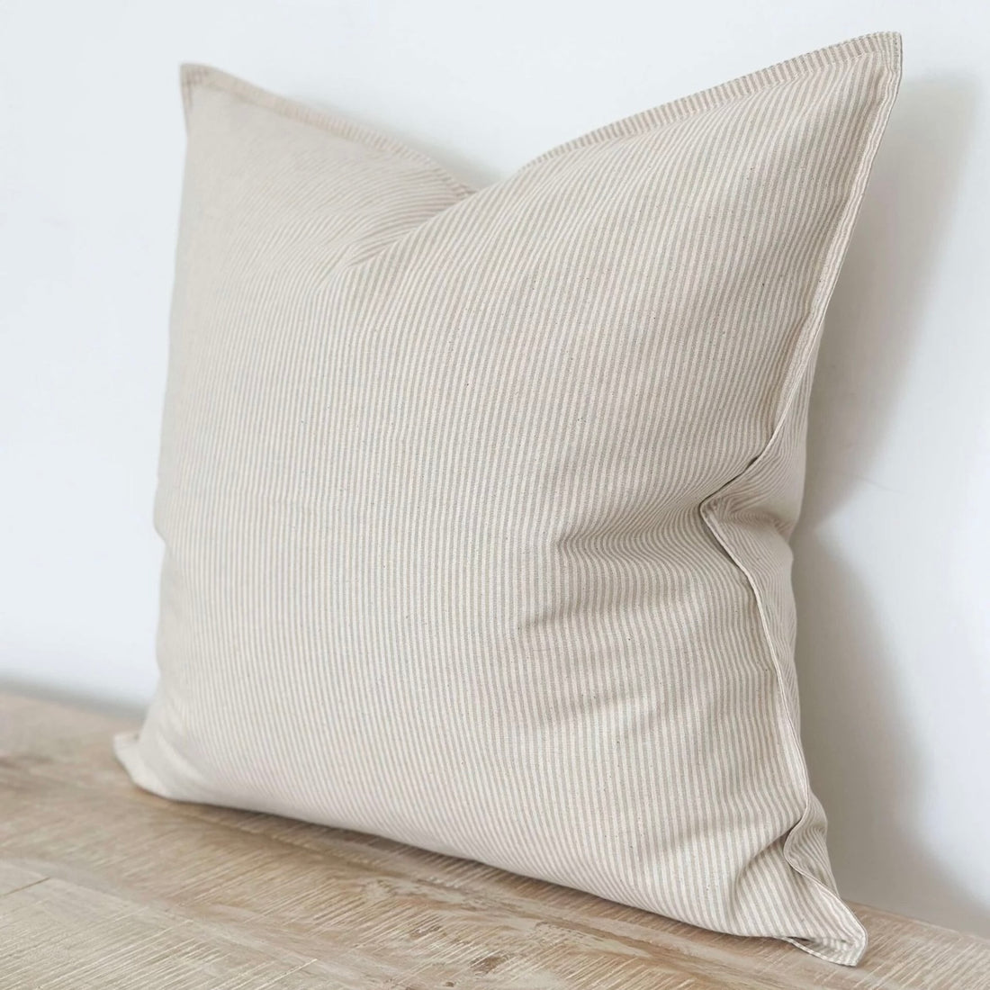 Set of 2 Cushion Covers Gray with Beige Stripes