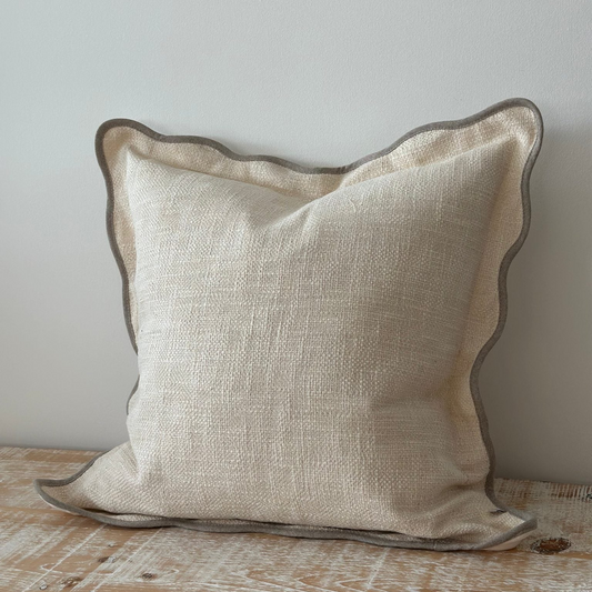Georgia Cream Cushion Cover with Greige Trim (45x45cm)