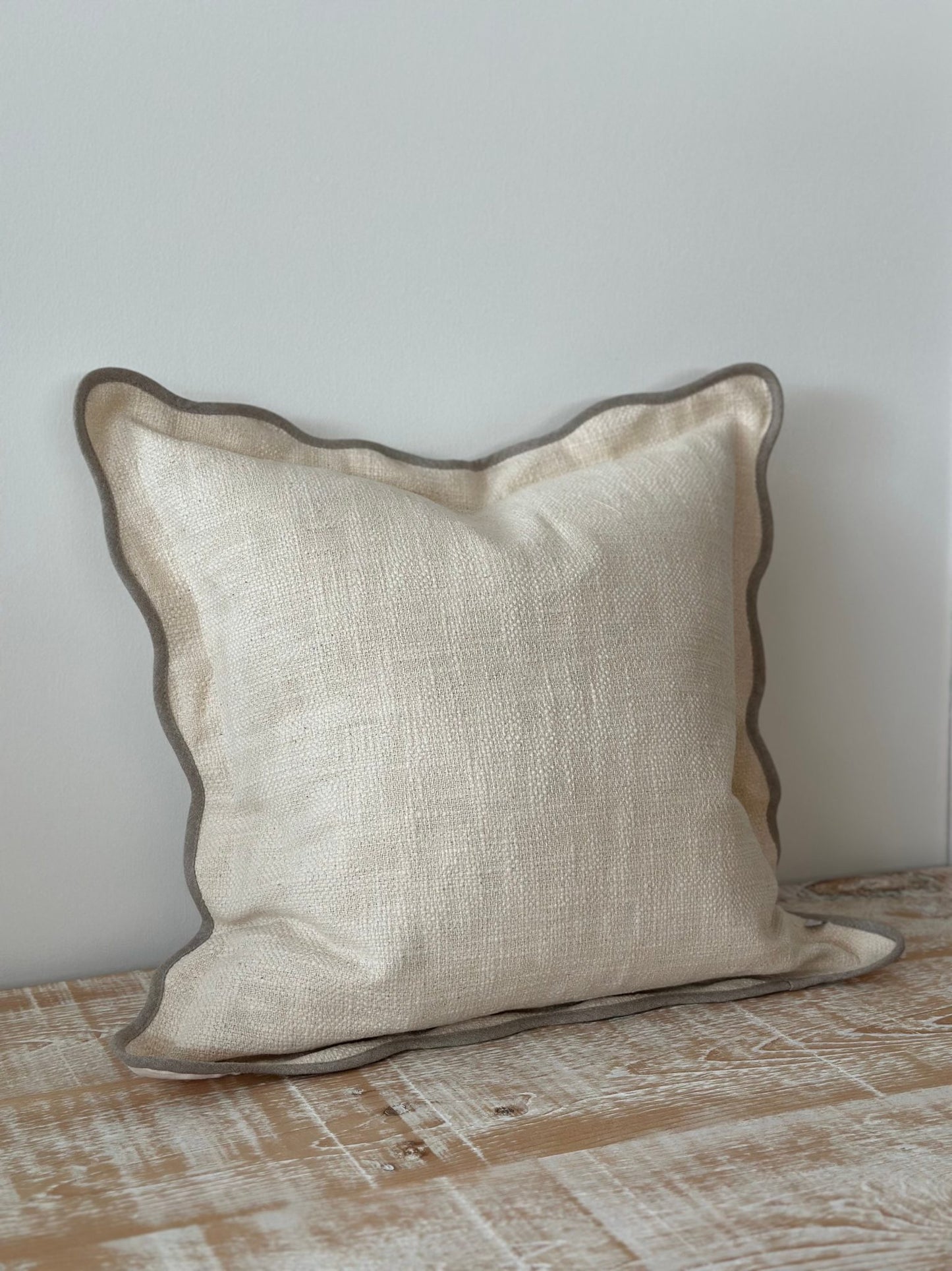 Georgia Cream Cushion Cover with Greige Trim (45x45cm)
