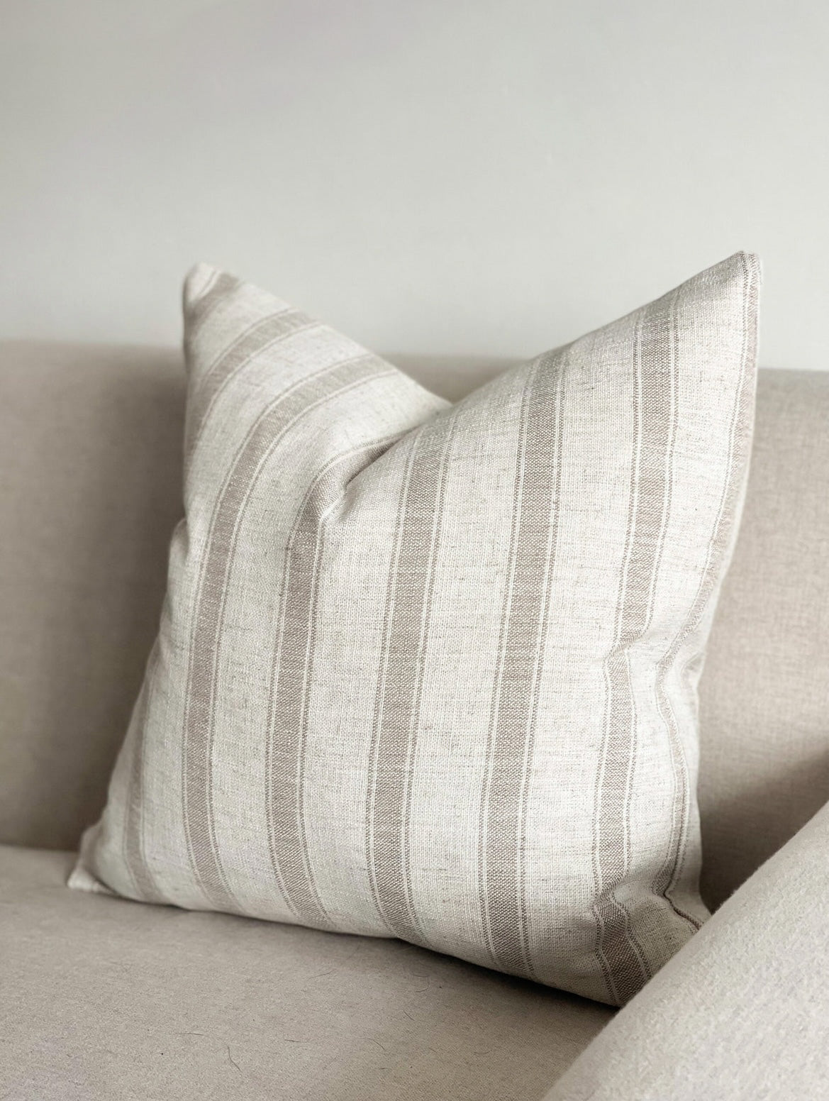 Chloe Cushion Cover with Oatmeal Stripes (45x45cm)