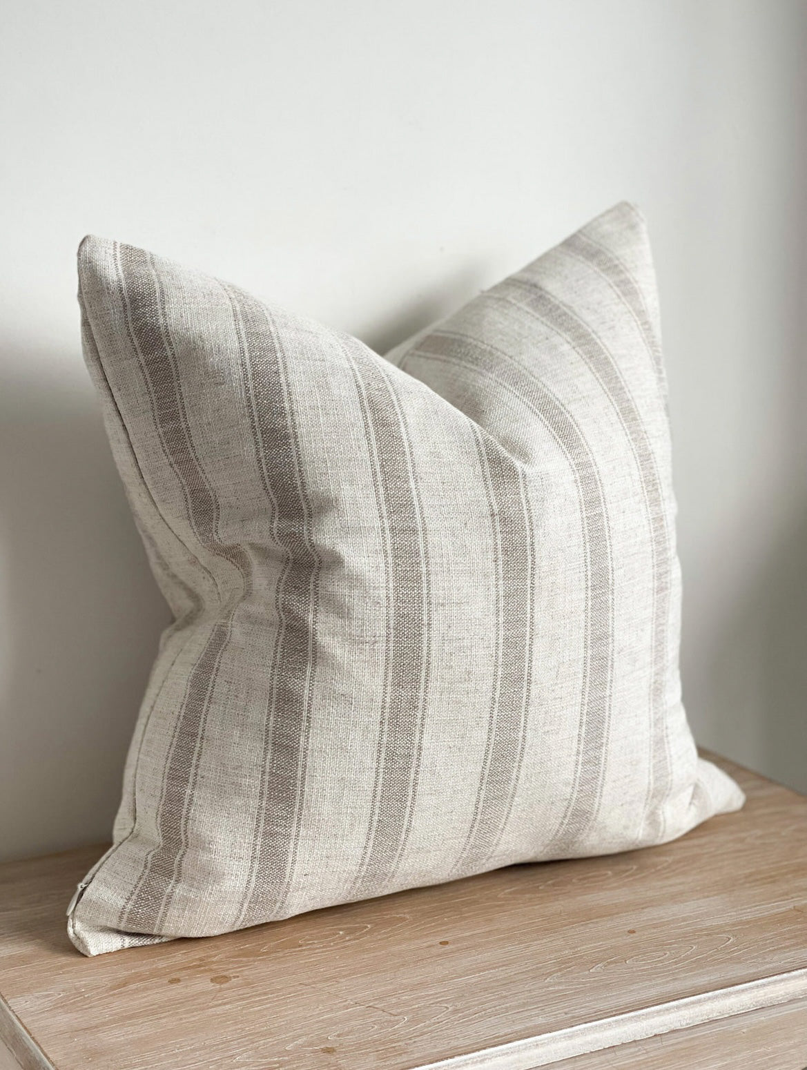 Chloe Cushion Cover with Oatmeal Stripes (45x45cm)