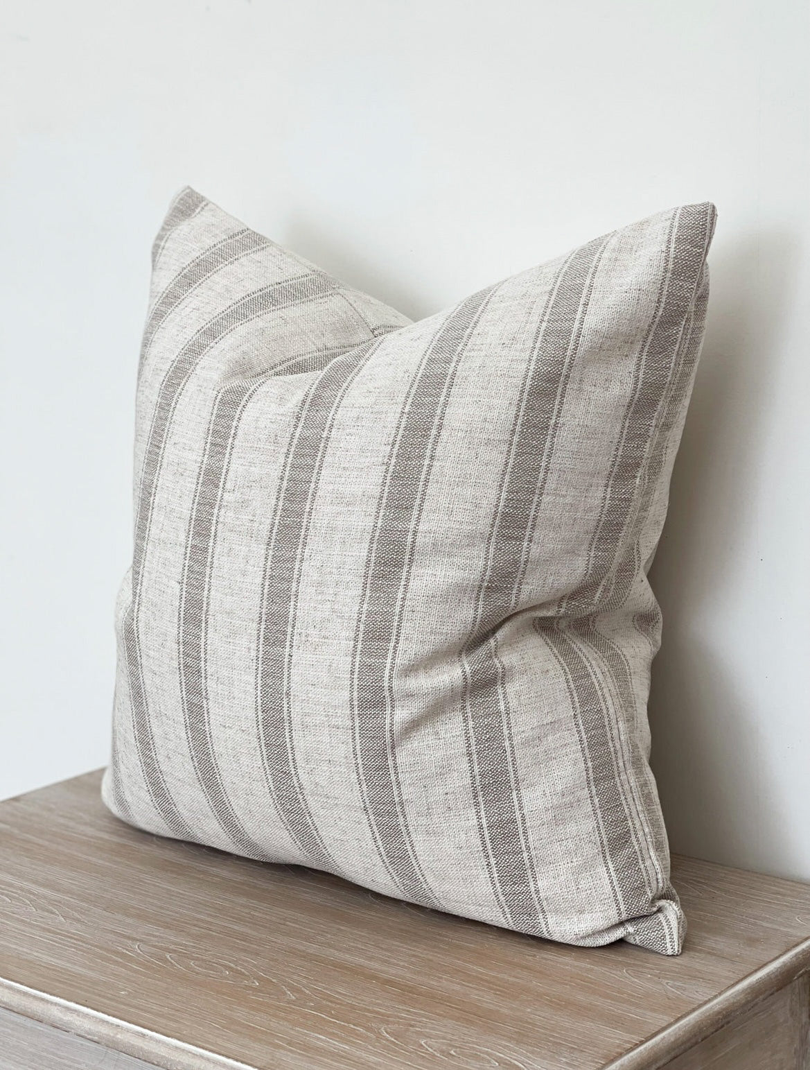 Chloe Cushion Cover with Oatmeal Stripes (45x45cm)