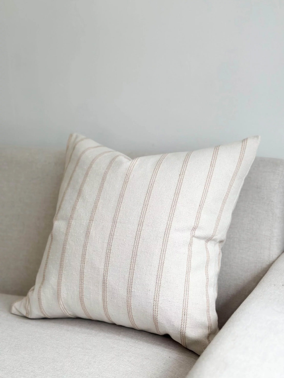 Elise Oatmeal Cushion Cover with Beige Stripes (45x45cm)