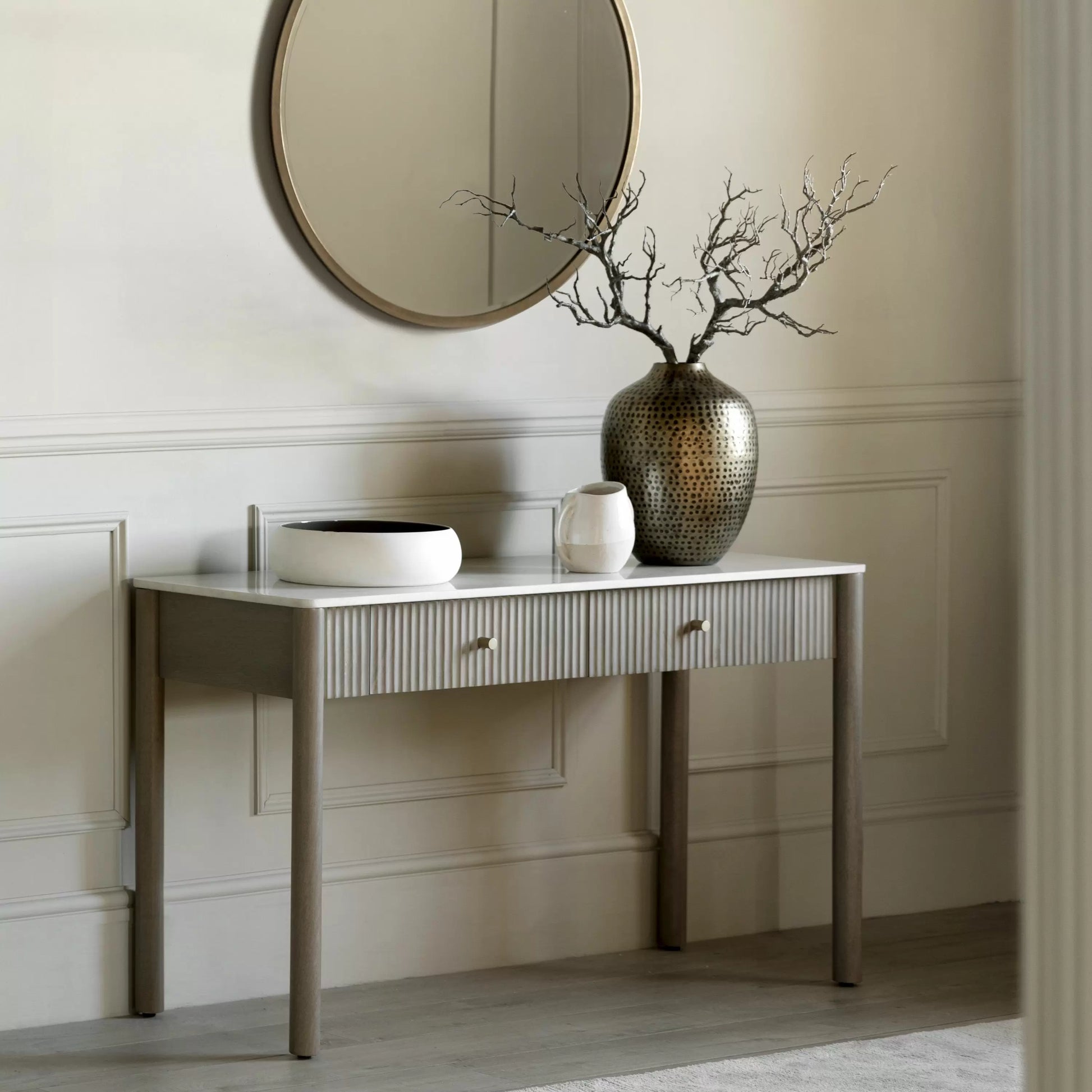 Mango Wood and Marble Console Table