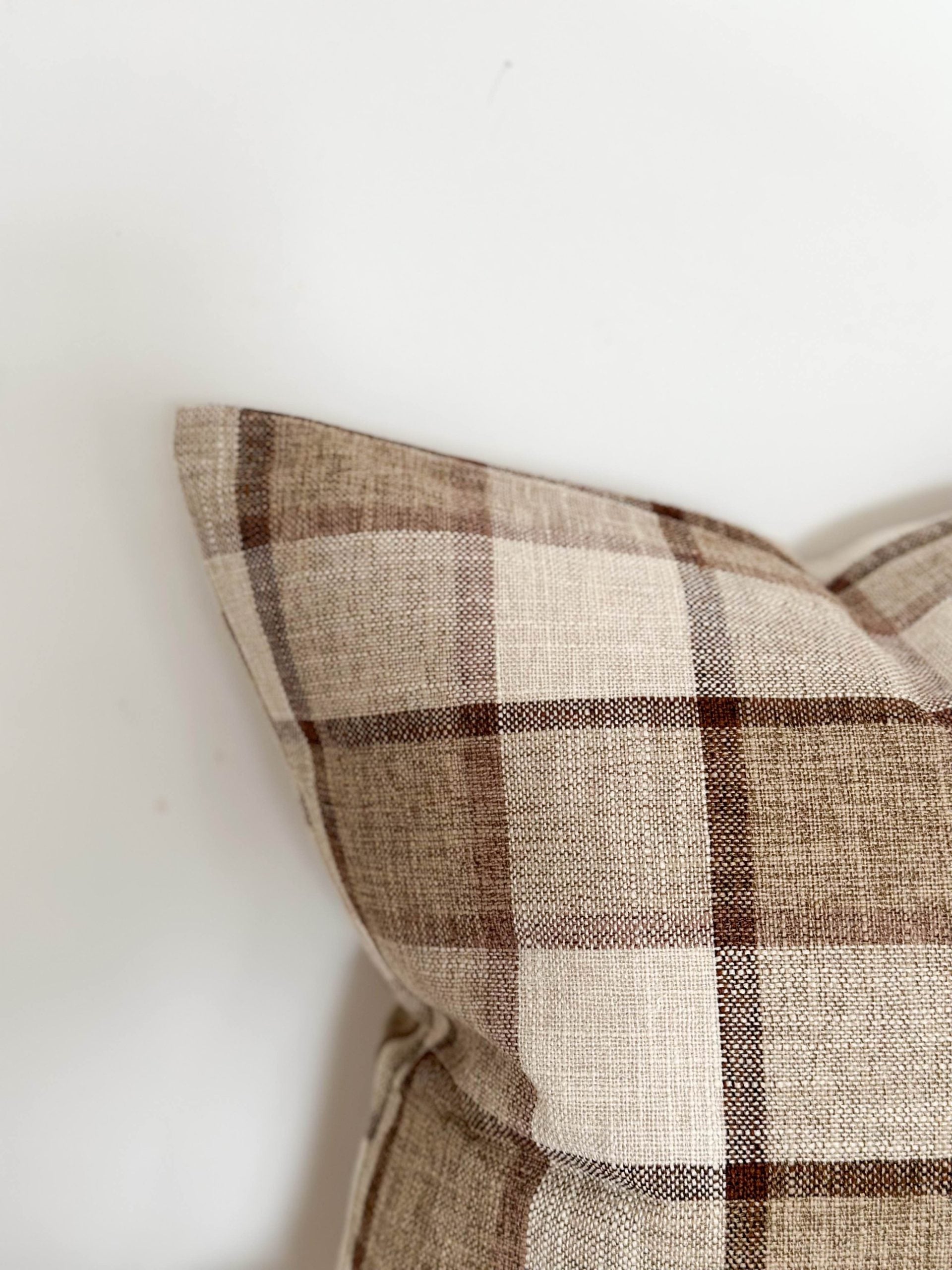 Brown and Beige Check Cushion Cover