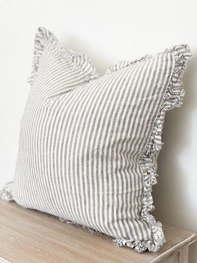 Celine Cushion Cover with Grey Stripe (45x45cm)