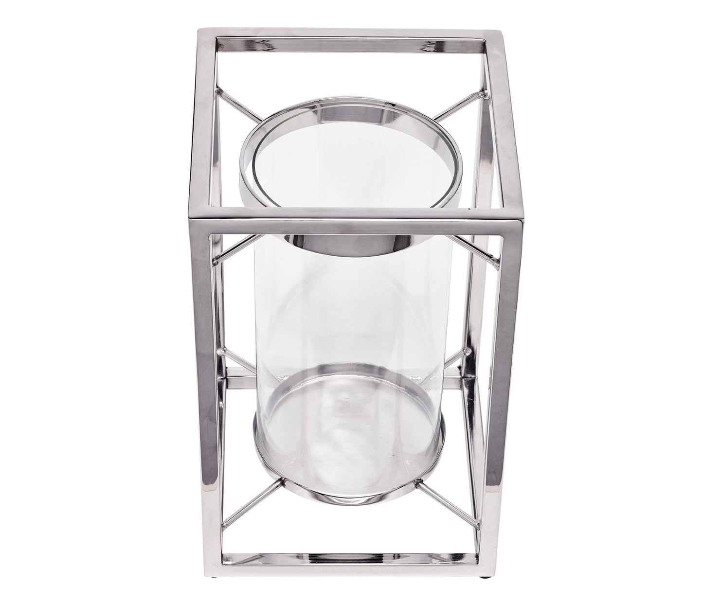 Nickel-Plated Stainless Steel & Glass Lantern (Height 31cm)