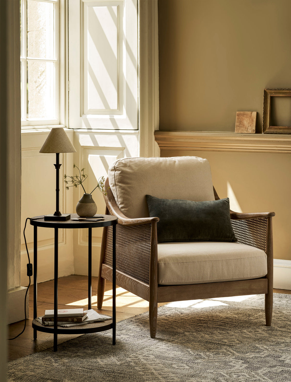 Templecombe Rattan Armchair - Ash Wood, Oatmeal