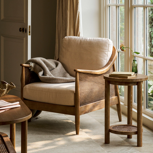 Templecombe Rattan Armchair - Ash Wood, Oatmeal