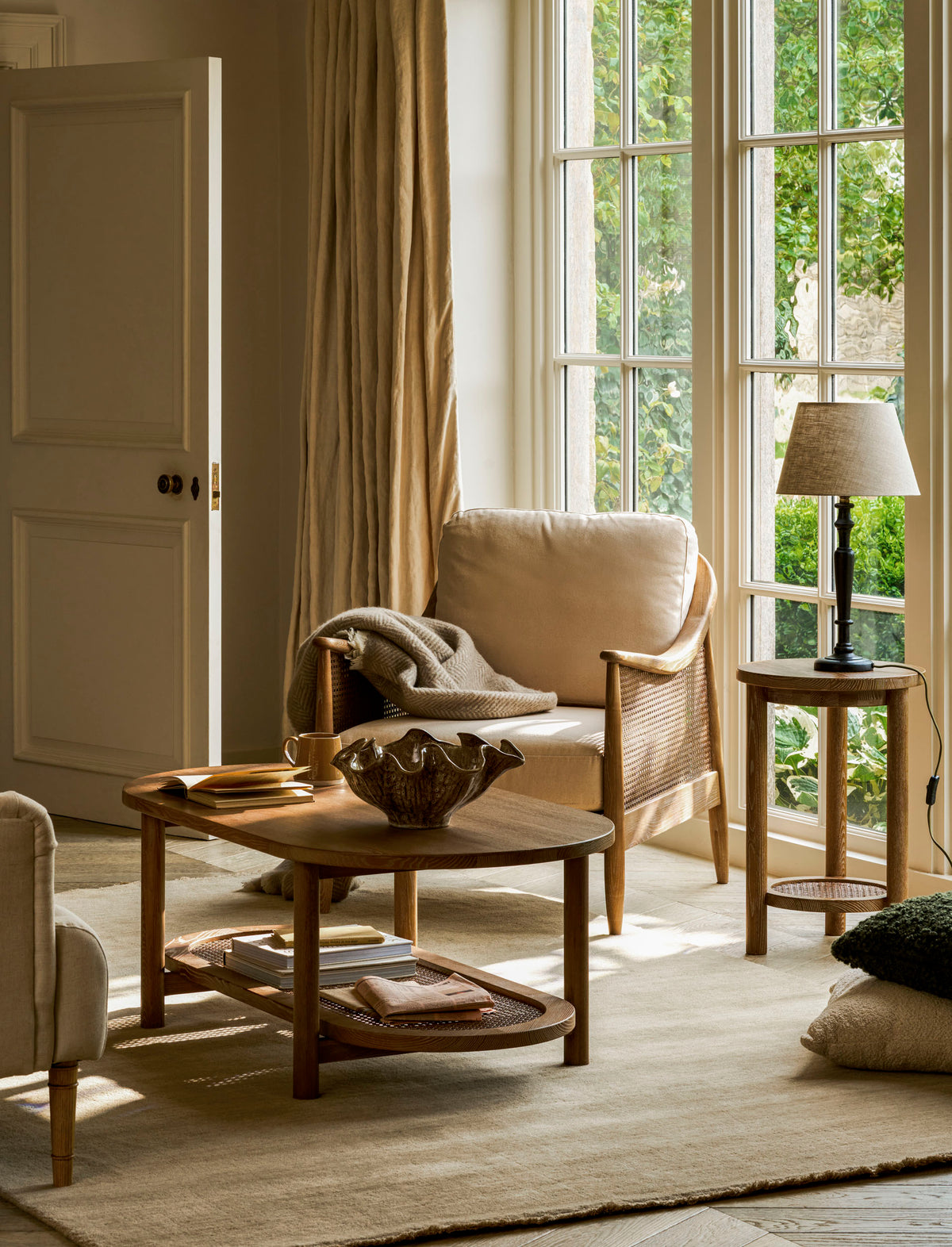 Templecombe Rattan Armchair - Ash Wood, Oatmeal