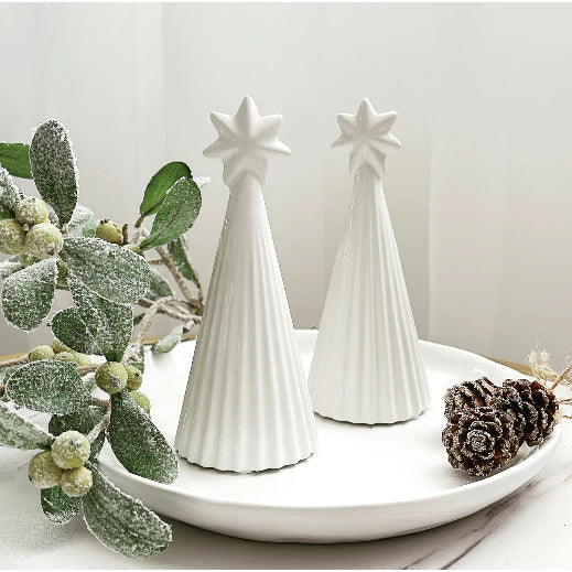 White Ceramic Christmas Tree with Star (Large)