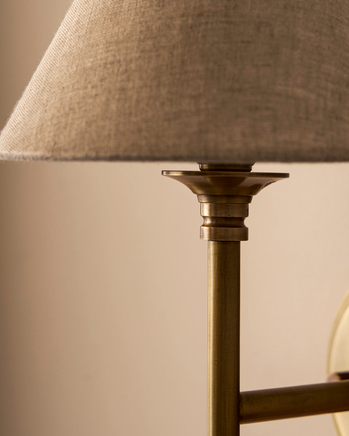 Kelmscot Wall Light Linen Shade - Brass, Antique Brass Finish