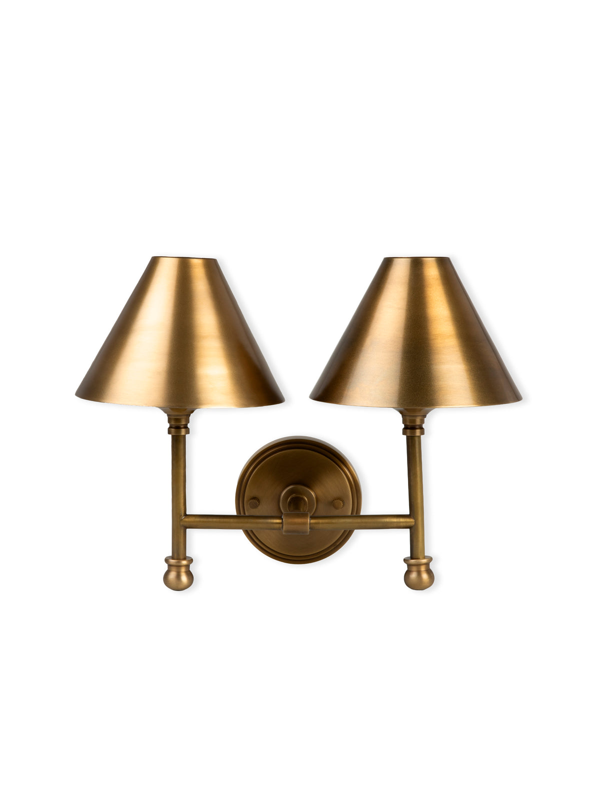 Kelmscot Wall Light - Iron & Brass, Antique Brass Finish, Double