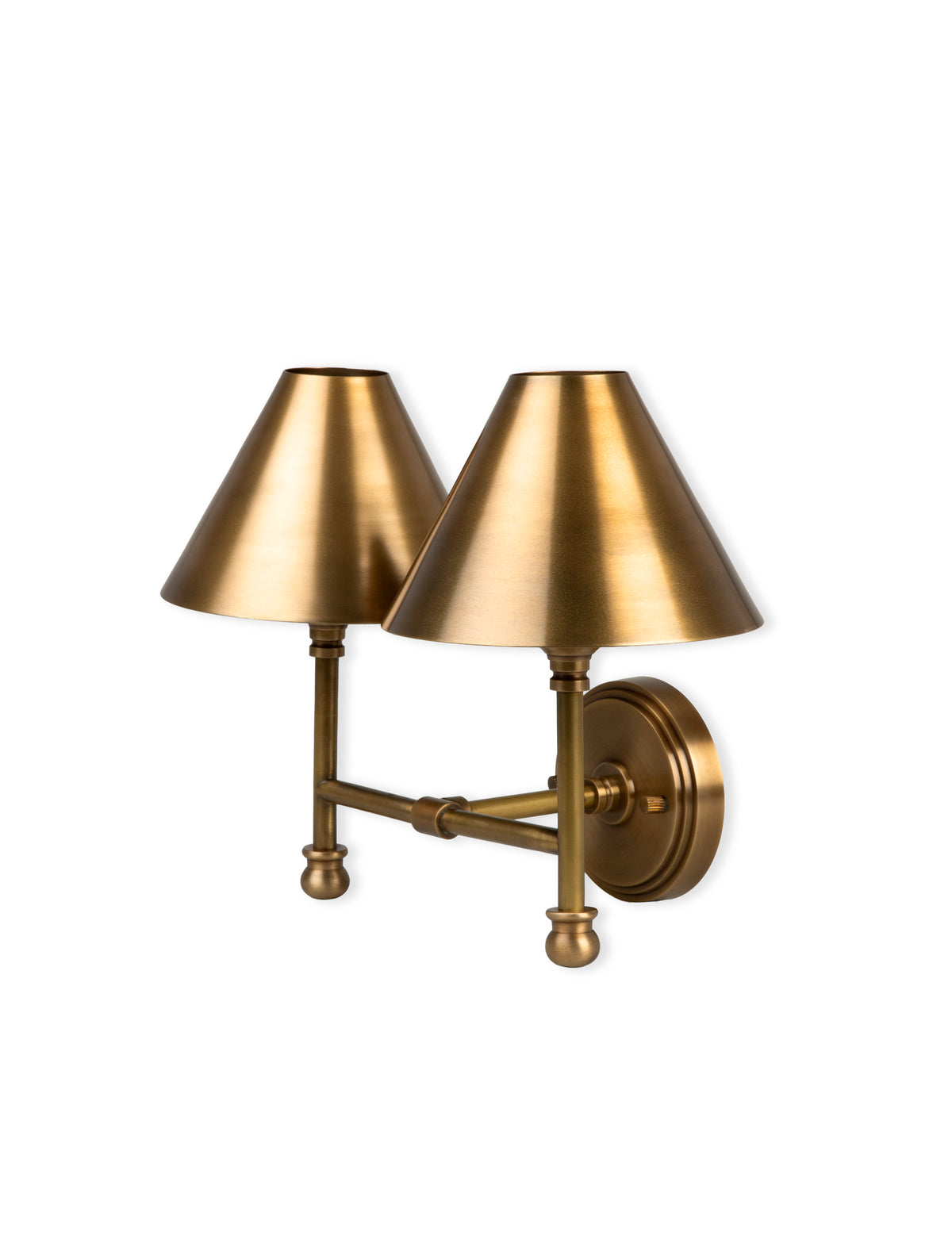 Kelmscot Wall Light - Iron & Brass, Antique Brass Finish, Double