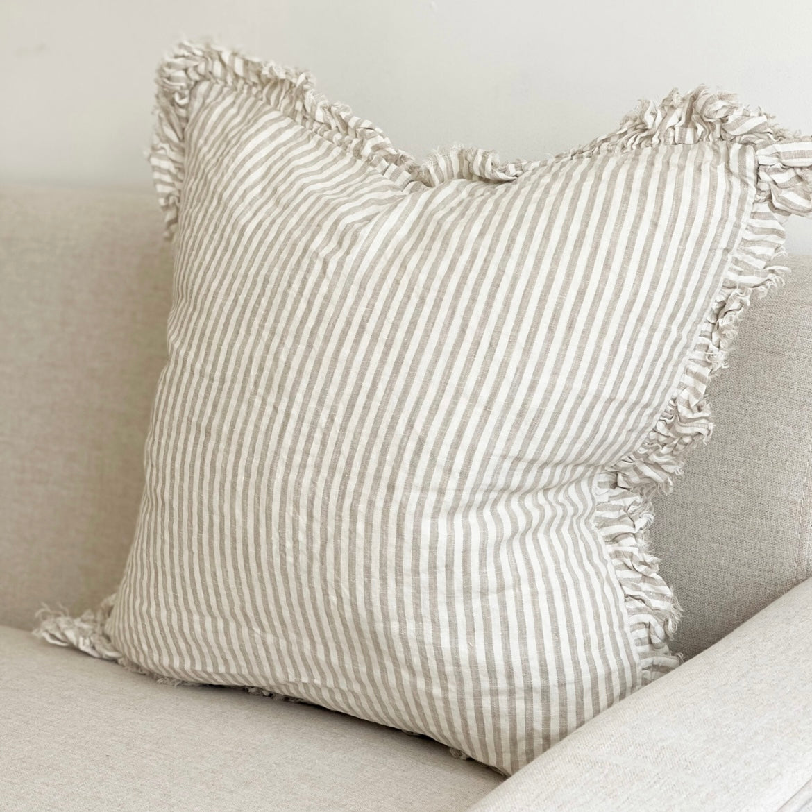 Celine Cushion Cover with Beige Stripe (45x45cm)