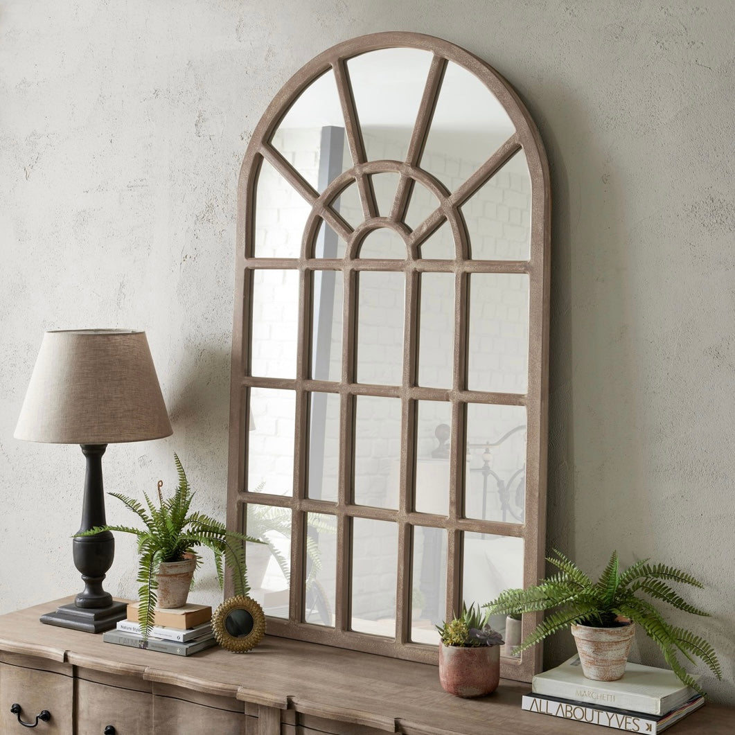 Arched Paned Wall Mirror