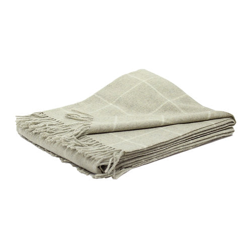 Hampton 100% Wool Check Throw (Beige)