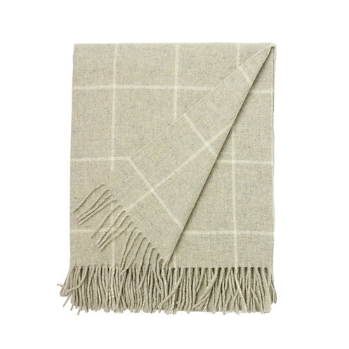 Hampton 100% Wool Check Throw (Beige)