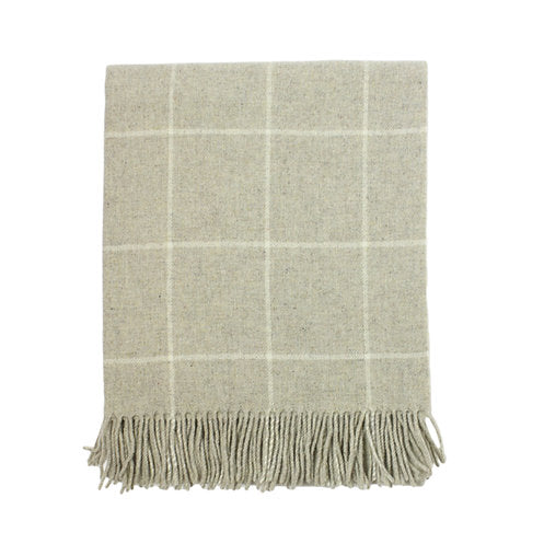 Hampton 100% Wool Check Throw (Beige)