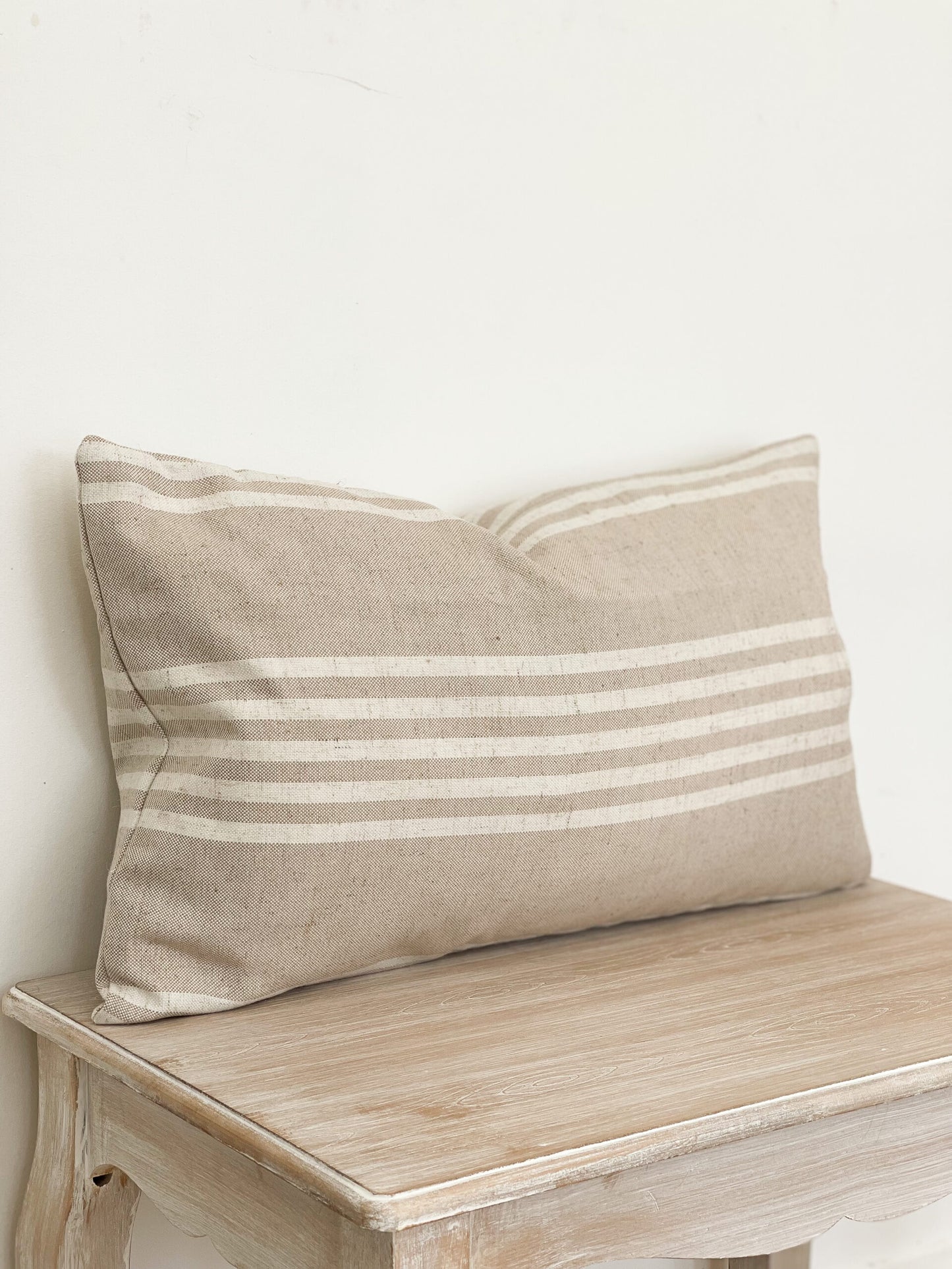 Emma Cushion Cover Beige with Cream Stripes (50x30cm)