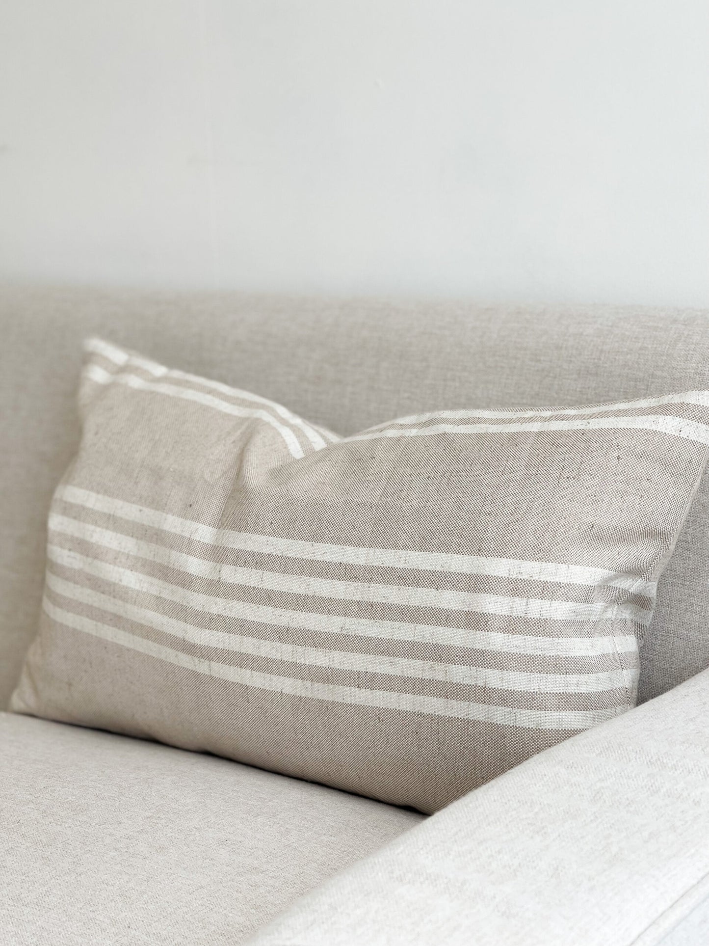 Emma Cushion Cover Beige with Cream Stripes (50x30cm)