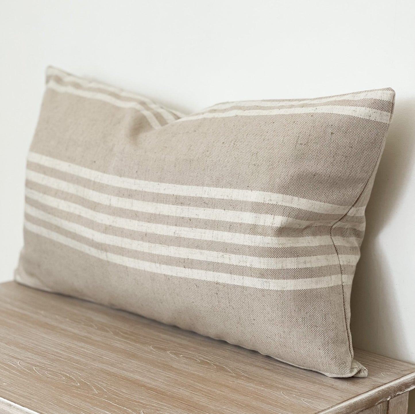 Emma Cushion Cover Beige with Cream Stripes (50x30cm)