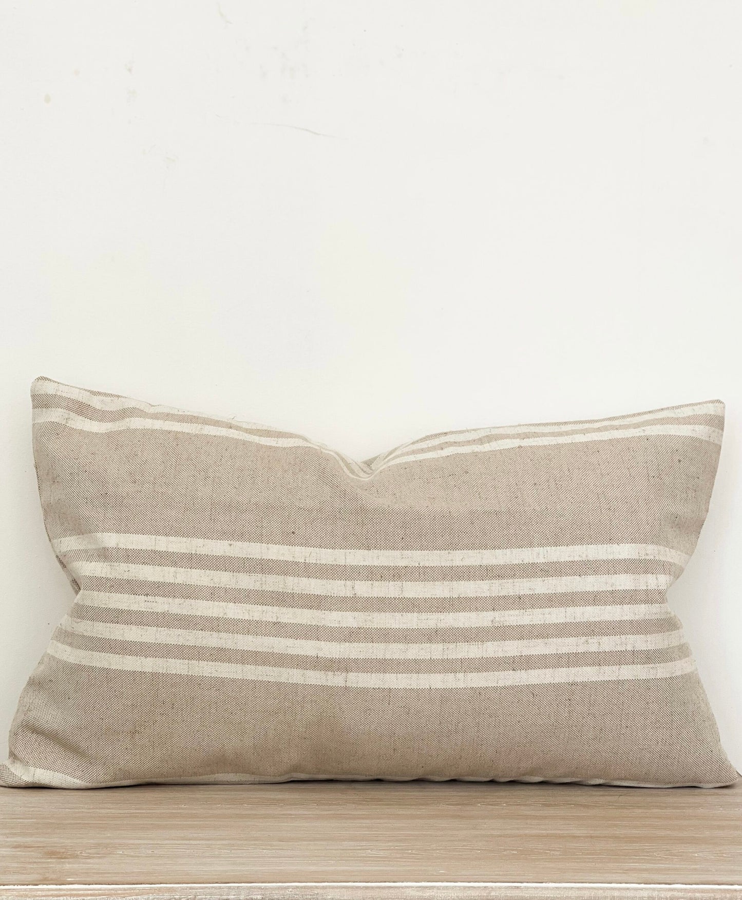 Emma Cushion Cover Beige with Cream Stripes (50x30cm)