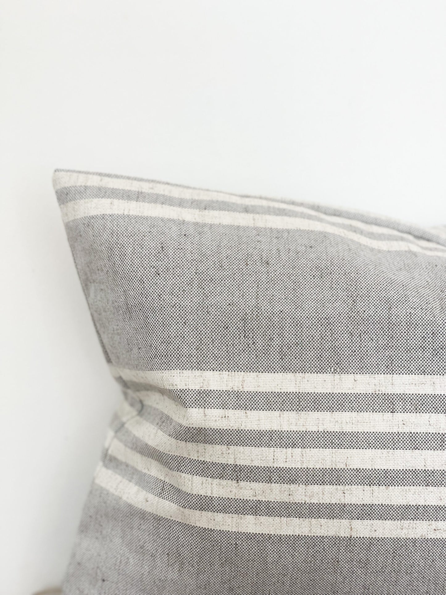 Emma Cushion Cover Grey with Cream Stripes (50x30cm)