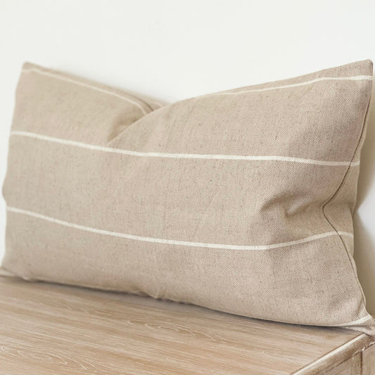 Jennifer Cushion Cover Beige with Thin Cream Stripes (50x30cm)