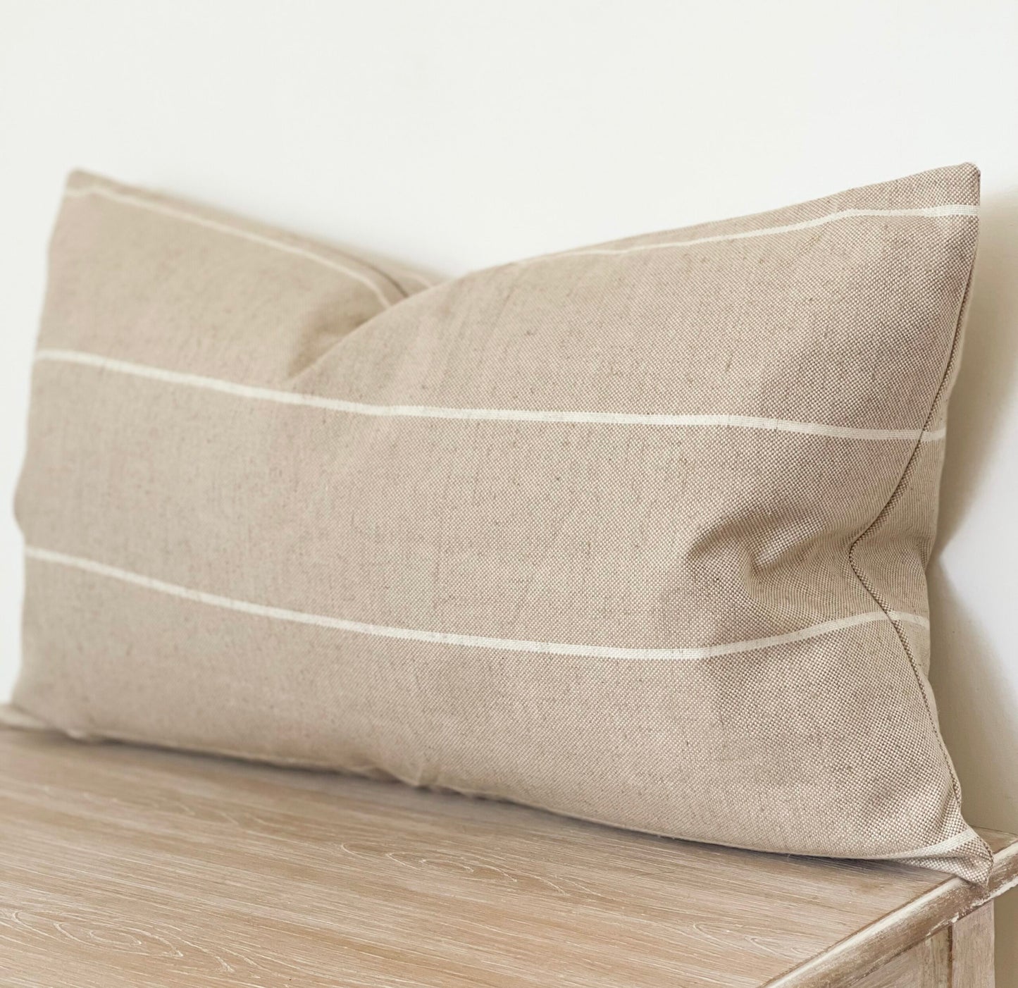 Jennifer Cushion Cover Beige with Thin Cream Stripes (50x30cm)