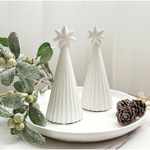 White Ceramic Christmas Tree with Star (Small)