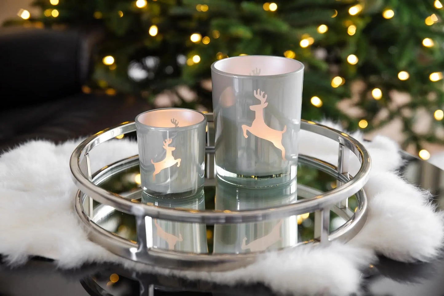 Set of 2 Reindeer Tealight Holders (8cm)